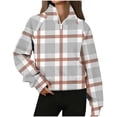 thumbnail image 1 of Atogsazn Womens Long Sleeve Sweatshirt Casual Plaid Zip Up Pullover Sweatshirts Athletic Running Tops Outerwear Gray S Fashion, 1 of 5
