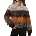 thumbnail image 1 of Atogsazn Womens Long Sleeve Sweatshirt Casual Striped Zip Up Pullover Sweatshirts Athletic Running Tops Outerwear Brown XL Fashion, 1 of 5