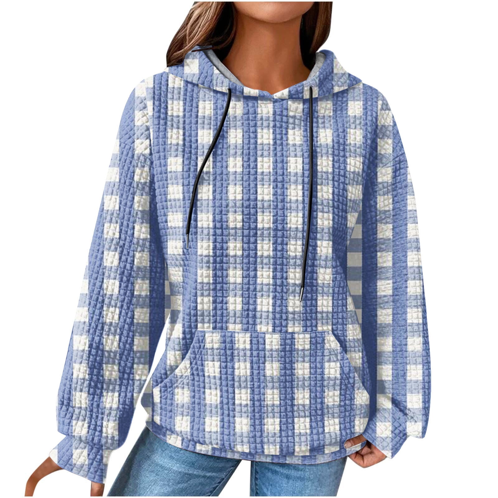 Cotton Hooded Fleece, Loose Hoodies for Women, Long Sleeve Pullover Hoodie