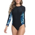 thumbnail image 1 of Atogsazn Womens One Piece Swimsuit Summer Rashguard Long Sleeve Swimwear Athletic Slim Fit Bathing Suit Outfit Blue S Fashion, 1 of 7