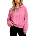 thumbnail image 1 of Atogsazn Womens Oversized Cropped Hoodies Casual Long Sleeve Hooded Sweatshirt Fall Winter Tops with Pocket Pink XL Fashion, 1 of 6