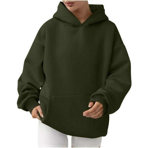 Atogsazn Womens Oversized Hoodies Casual Fleece Hooded Sweatshirts Long Sleeve Sweaters Pullover Fall Outfits Army Green S