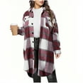 thumbnail image 1 of Atogsazn Womens Oversized Plaid Shirt Button Up Flannel Shacket Jacket Winter Trench Long Coats Tartan Tops with Pocket 01-Pink XXL Fashion, 1 of 3
