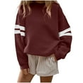 thumbnail image 1 of Atogsazn Womens Oversized Sweatshirt Casual Loose Long Striped Sleeve Pullover Sweatshirts Fall Tops Clothing Wine XXL Fashion, 1 of 5