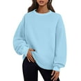 thumbnail image 1 of Atogsazn Womens Oversized Sweatshirts Fleece Crew Neck Pullover Sweaters Casual Comfy Fall Fashion Outfits Clothing Blue XXL on Clearance, 1 of 8