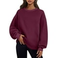 thumbnail image 1 of Atogsazn Womens Oversized Sweatshirts Fleece Crew Neck Pullover Sweaters Casual Comfy Fall Fashion Outfits Clothing Wine L, 1 of 8