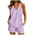 thumbnail image 1 of Atogsazn Womens Pajamas Set Soft Sleeveless V Neck Tank Top and Shorts Lounge Sets 2 Piece Sleepwear Loungewear Purple M, 1 of 7