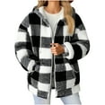 thumbnail image 1 of Atogsazn Womens Plaid Sherpa Jacket Full Zip Long Sleeve Shacket Hooded Coat Winrer Thick Tops Clothing Hoodie 02-Black M Fashion, 1 of 8