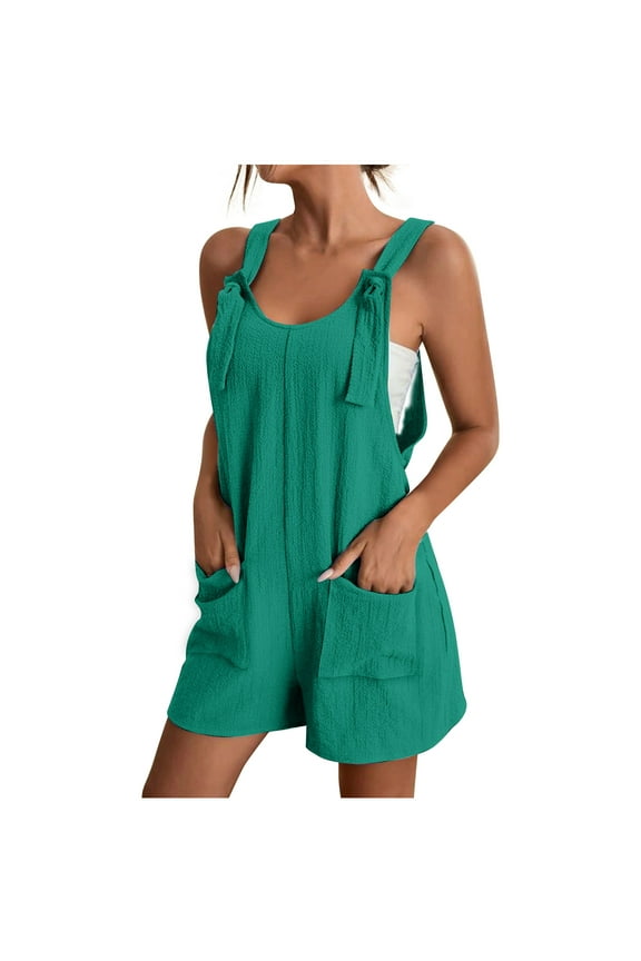 Womens Romper Short Overalls Casual Summer Bib Shortalls Comfortable Casual Suspender Rompers Jumpsuit with Pockets Green B L