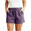 thumbnail image 1 of Atogsazn Womens Running Shorts Casual Elastic Waist Athletic Shorts Drawstring Gym Yoga Pants with Pockets Purple L, 1 of 7