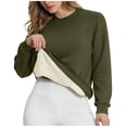 thumbnail image 1 of Atogsazn Womens Sherpa Fleece Lined Sweatshirt Casual Crew Neck Long Sleeve Pullover Sweatshirts Winter Warm Tops Clothing Army Green M Fashion, 1 of 5