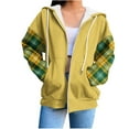 thumbnail image 1 of Atogsazn Womens Sherpa Lined Jacket Full Zip Plaid Sleeve Hoodie Winter Warm Coat with Pocket Tops Clothing 02-Yellow XXL Fashion, 1 of 6