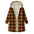 thumbnail image 1 of Atogsazn Womens Sherpa Lined Jacket Plaid Fleece Zip Up Long Sleeve Hooded Coat Winter Thick Winter Tops Clothes 04-Yellow XXL Fashion, 1 of 7
