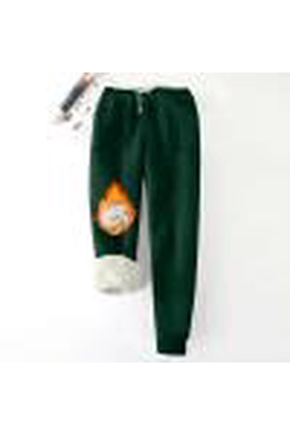 Womens Sherpa Lined Sweatpant Winter Warm Jogger Sweatpant Soft Fleece Pants Clothes Trousers with Pocket 01-Green L Fashion