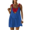 thumbnail image 1 of Atogsazn Womens Sleeveless Color Block Hollow Out Mini Dresses Casual Loose Ruffle Summer Dress Blue S on Clearance, 1 of 6
