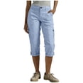thumbnail image 1 of Atogsazn Womens Summer Cargo Capris Casual Button Up Athletic Cropped Pant Gym Rolled-Cuff Trouser with Pocket Light Blue S Fashion, 1 of 8