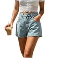 thumbnail image 1 of Atogsazn Womens Summer Denim Shorts Casual Button High Waist Wide Leg Short Jeans with Pocket Sky Blue M Fashion, 1 of 8