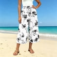 thumbnail image 1 of Atogsazn Womens Summer Floral Print Capris Casual Wide Leg Elastic Waist Cropped Pants Drawstring with Pocket Beach Beige M Fashion, 1 of 7