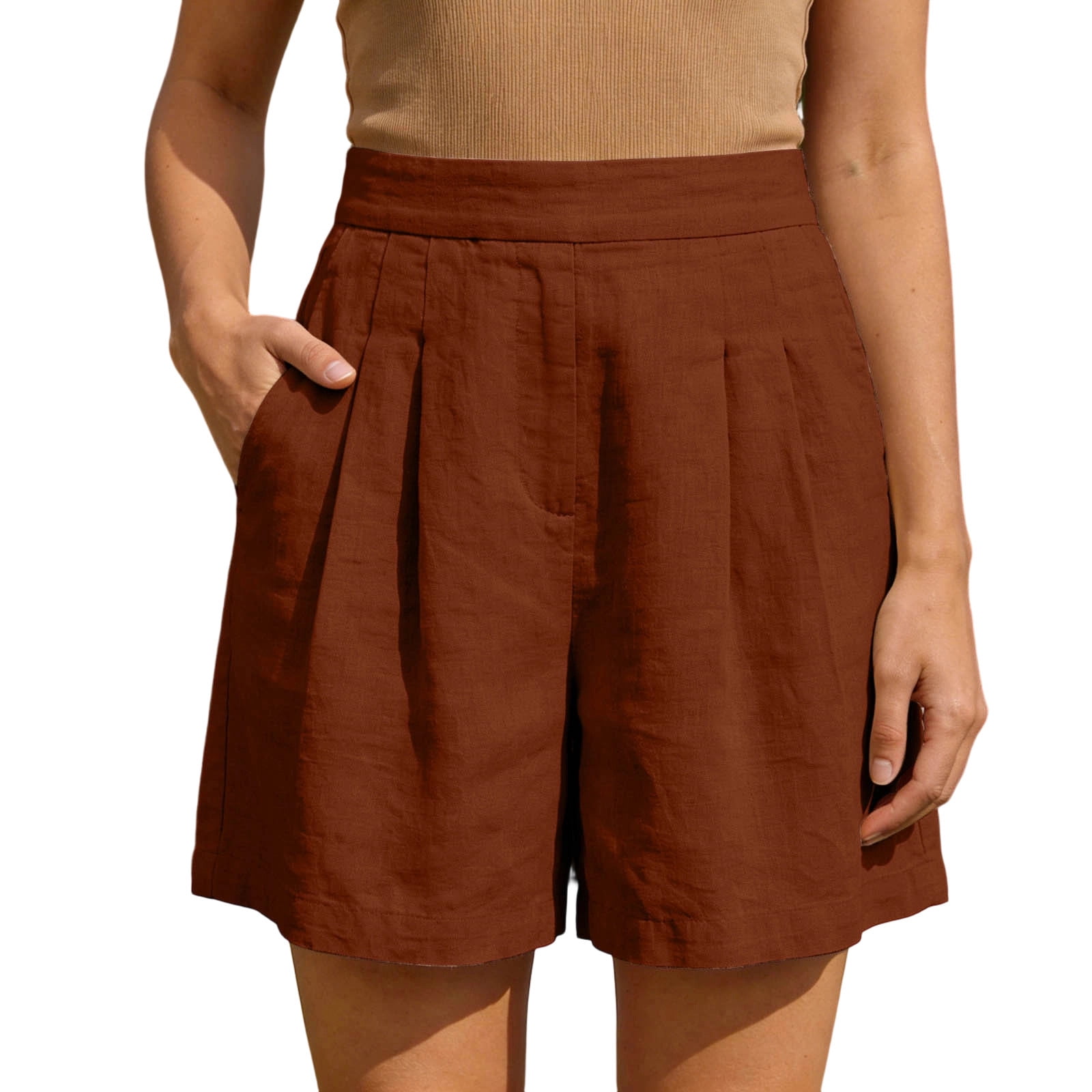 Atogsazn Womens Summer High Waisted Shorts Casual Dessy Pleated