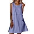 thumbnail image 1 of Atogsazn Womens Summer Linen Midi Dress Dressy Casual Crew Neck Flowy Dresses with Pocket Loose Fit Sundress Purple XL Fashion, 1 of 9