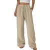Atogsazn Womens Summer Wide Leg Palazzo Pant Casual Pleated Loose Fit Sweatpant Drawstring Trouser with Pocket 01-Beige XXXXL Fashion