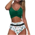 thumbnail image 1 of Atogsazn Womens Swimsuits Two Piece High Waisted Tummy Control Bathing Suits Color Block Criss Cross Wrap Front Bikini Sets Green XXL, 1 of 4