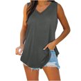 thumbnail image 1 of Atogsazn Womens V Neck Tank Top Summer Sleeveless Tee Shirt for Women Loose Basic Blouse Casual Flowy Spring Outfits Clothes 02-Dark Gray M, 1 of 8
