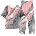 thumbnail image 1 of Atogsazn Womens Vintage Floral Print Short Sleeve Outfits Plus Size Cotton Linen 2 Piece Sets with Capris Pant Casual Tops Outfit Set Pink M on Clearance, 1 of 6