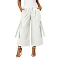 thumbnail image 1 of Atogsazn Womens Wide Leg Cargo Capris Casual Athletic Elastic Waist Cropped Pants with Pocket Trouser Summer Beige XL Fashion, 1 of 7
