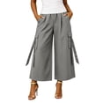 thumbnail image 1 of Atogsazn Womens Wide Leg Cargo Capris Casual Athletic Elastic Waist Cropped Pants with Pocket Trouser Summer Gray XXL Fashion, 1 of 7