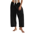 thumbnail image 1 of Atogsazn Womens Wide Leg Cargo Pants Casual Loose Drawstring Flowy Summer Beach Pants with Pockets Black XXL, 1 of 8