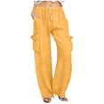 thumbnail image 1 of Atogsazn Womens Wide Leg Cargo Sweatpant Casual Loose Fit Pants Baggy Summer Trouser with Pocket Beach Vacation Outfit Yellow XL Fashion, 1 of 5