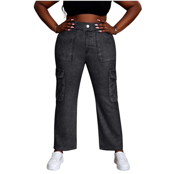 Atogsazn Womens Wide Leg Jeans Lightweight Loose Fit Stretchy Denim Pant Summer Casual Trouser with Pocket 03-Dark Gray XL Fashion