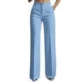 thumbnail image 1 of Atogsazn Womens Wide Leg Pants Casual High Waisted Button Suit Pant with Pocket Work Business Trouser Summer Sky Blue M Fashion, 1 of 7