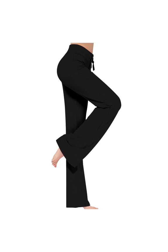 Womens Yoga Gym Pants Wide Leg Pants Comfy Drawstring Sweatpants Running Workout Legging Pants Black XXXL