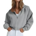 thumbnail image 1 of Atogsazn Womens Zip Up Cropped Hoodies Casaual Long Sleeve Sweatshirt Fleece Crop Sweater Fall Clothing Tops 01-Gray XL Fashion, 1 of 6