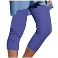 thumbnail image 1 of Atogsazn Yoga Capri Pants for Women Athletic Cropped Pants Casual Elastic Waist Beach Pants with Solid Color Dark Blue XXXL, 1 of 1