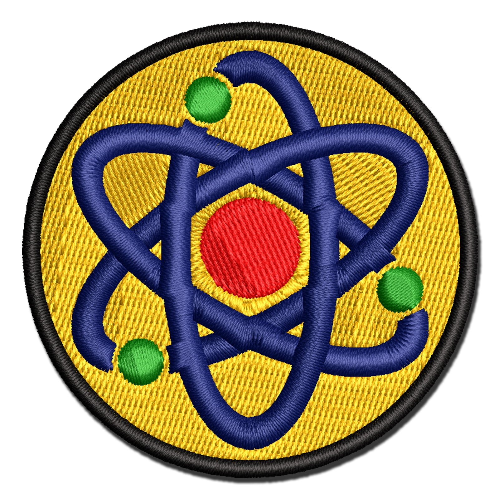 Atom Atomic Applique Multi-Color Embroidered Iron-On Patch - 3.5 Inch Large