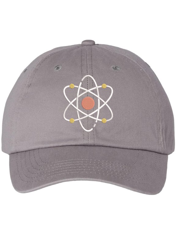 Atom Embroidered Dad Hat Science Baseball Cap Geek Nerd (Grey)