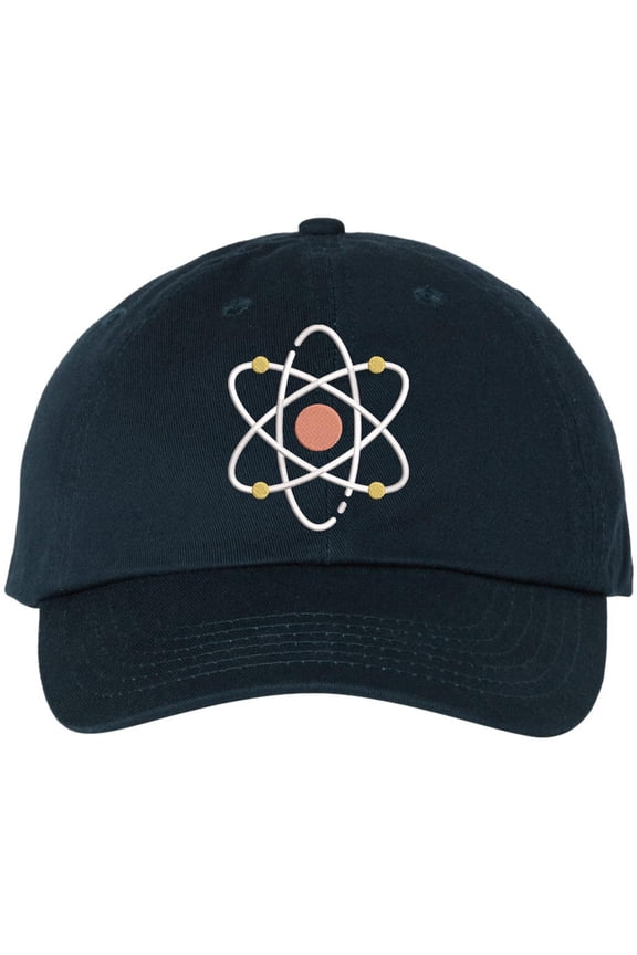 Atom Embroidered Dad Hat Science Baseball Cap Geek Nerd (NavyBlue)
