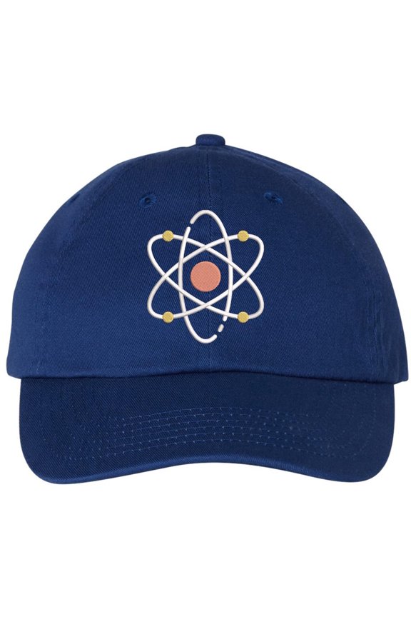 Atom Embroidered Dad Hat Science Baseball Cap Geek Nerd (RoyalBlue)