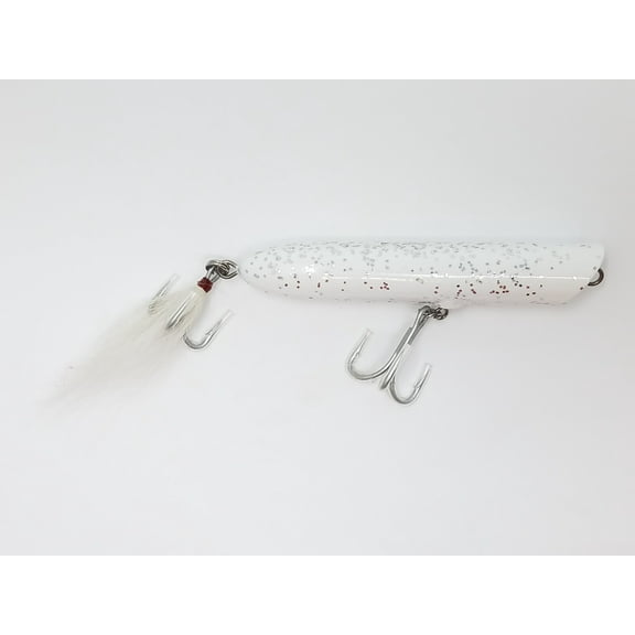 Atom Freshwater 2 oz Striper Swiper, Hard Bait, Top Water, Popper Lure, Silver & White, Lakes