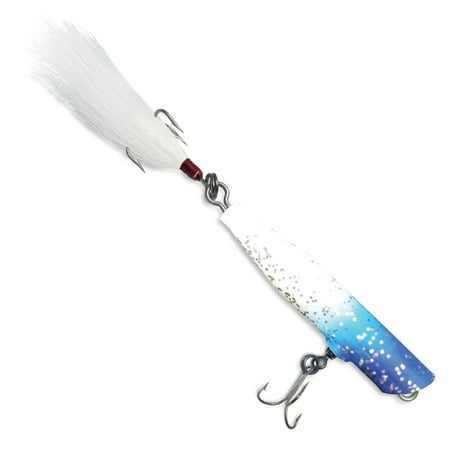 Atom Freshwater 3/8 oz, Striper Swiper, Top Water Popper Hard Bait Fishing Lure, Blue/Silver