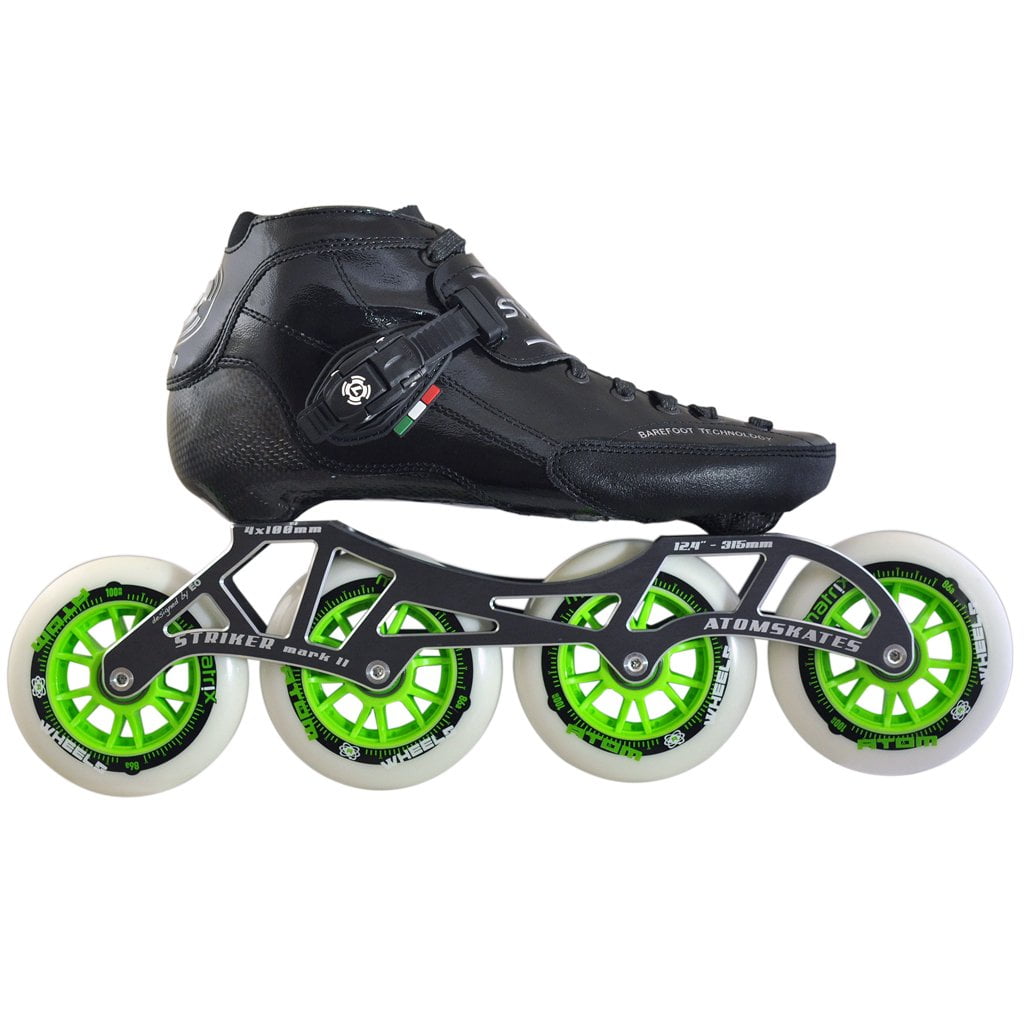 Atom Luigino Strut 4 Wheels Inline Skate Package (Matrix 100mm, 14 (13 Men's), Black, ABEC 7)