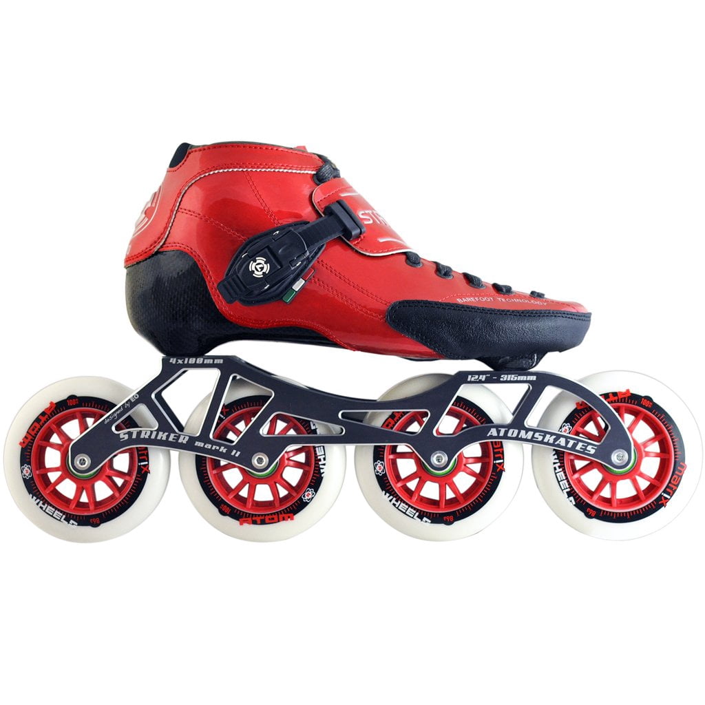 Atom Luigino Strut 4 Wheels Inline Skate Package (Matrix 100mm, 8 (7 Men's), Red, ABEC 7)