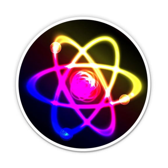 Atom Nuclear Physics Science - 3" Vinyl Sticker - For Car Laptop Water Bottle Phone - Waterproof Decal