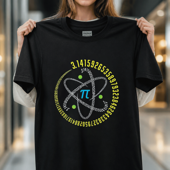 Atom Pi Math Science STEM Gift Pi Day Education Research Academic Design Unisex T-Shirt, S-5XL