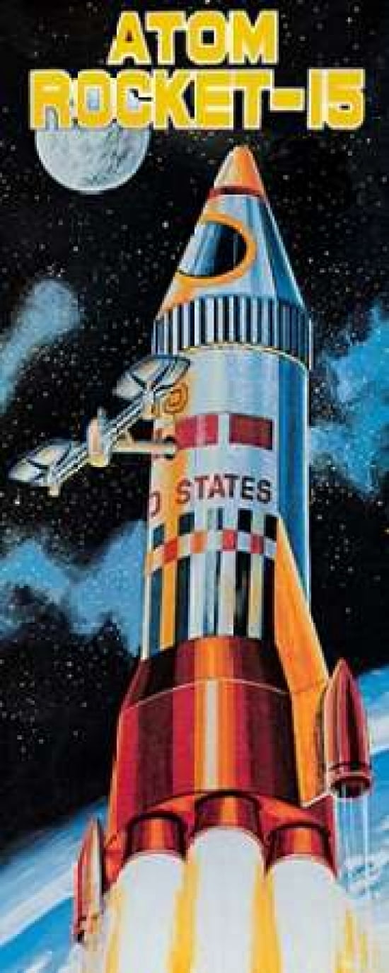 Atom Rocket-15 Canvas Art - Retrobot (10 x 20)