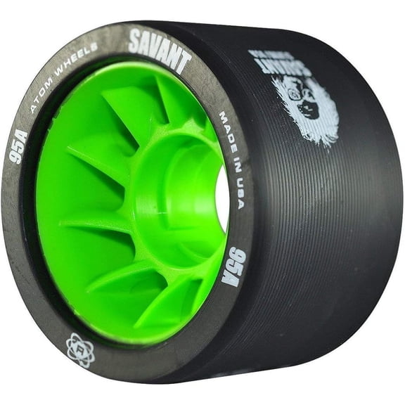 Atom Savant Roller Derby Wheels - Ultra Light for Perfect Speed and Control - New-Available in 88A-97A - with Free Devaskation Bracelet (Black-95A 8 Pack)
