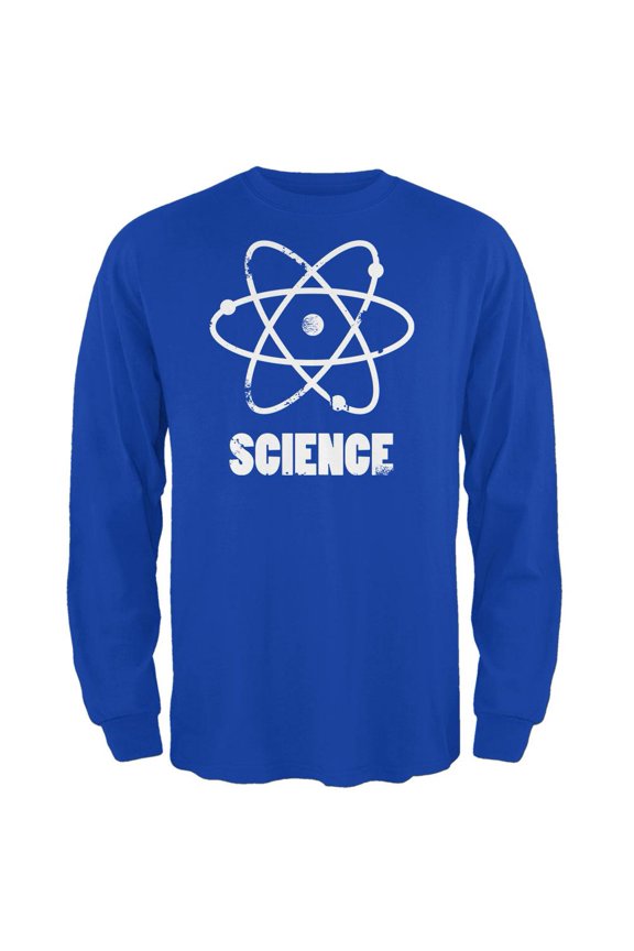 Atom Science Distressed Royal Adult Long Sleeve T-Shirt - 2X-Large